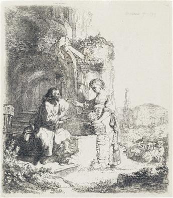 REMBRANDT VAN RIJN Christ and the Woman of Samaria among Ruins.